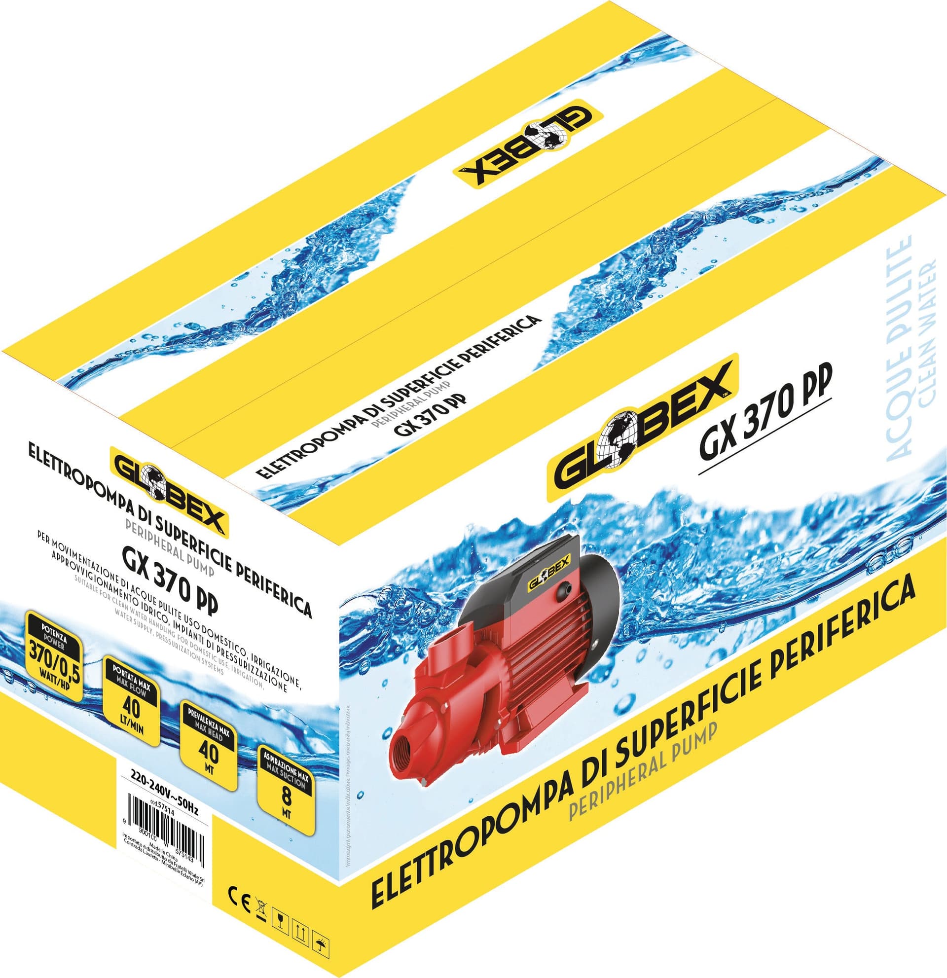Globex Elettropompa Di Superficie Gx 370 Pp 370 W Hp 0,5 in Pompe BricoGo - Marano di Napoli, commercioVirtuoso.it