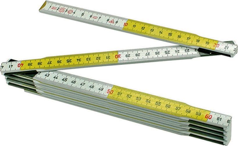 Doppiometro in Legno Bianco Giallo CE 2 m Alte 10 Pezzi