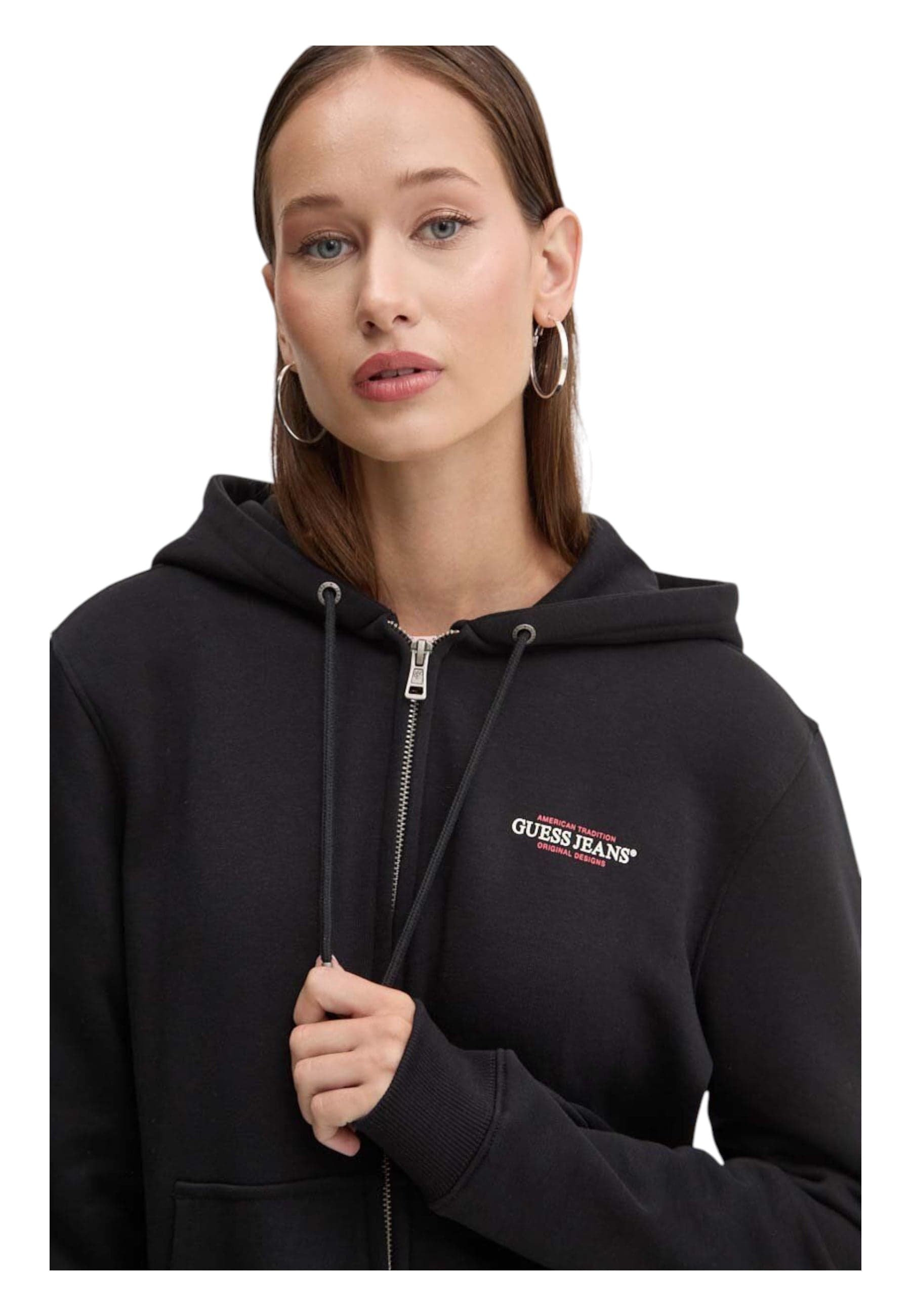 GUESS JEANS Felpa Donna Guess Jeans Full Zip da donna in Felpe con cappuccio Drestige - Casamassima, commercioVirtuoso.it