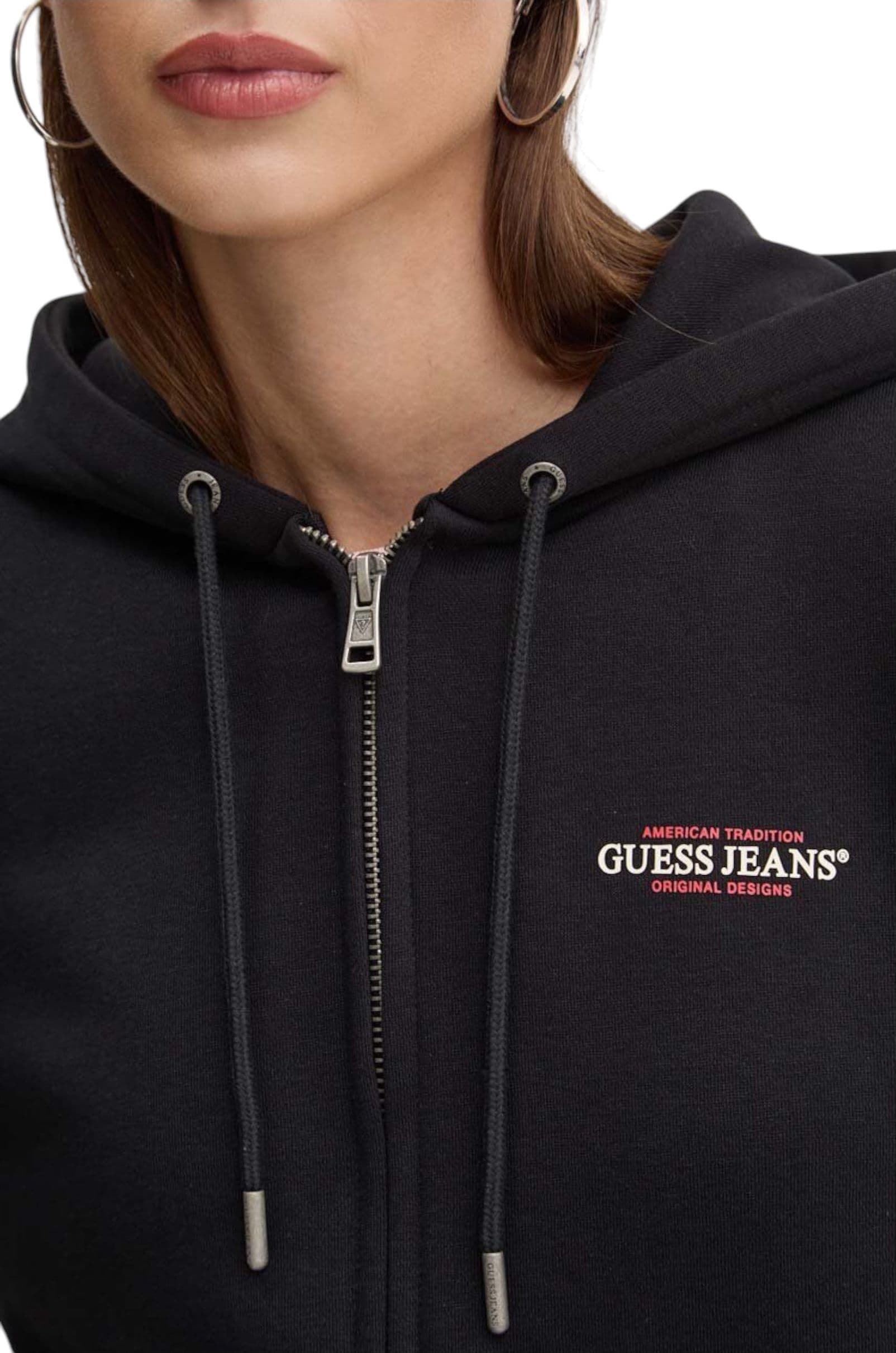 GUESS JEANS Felpa Donna Guess Jeans Full Zip da donna in Felpe con cappuccio Drestige - Casamassima, commercioVirtuoso.it