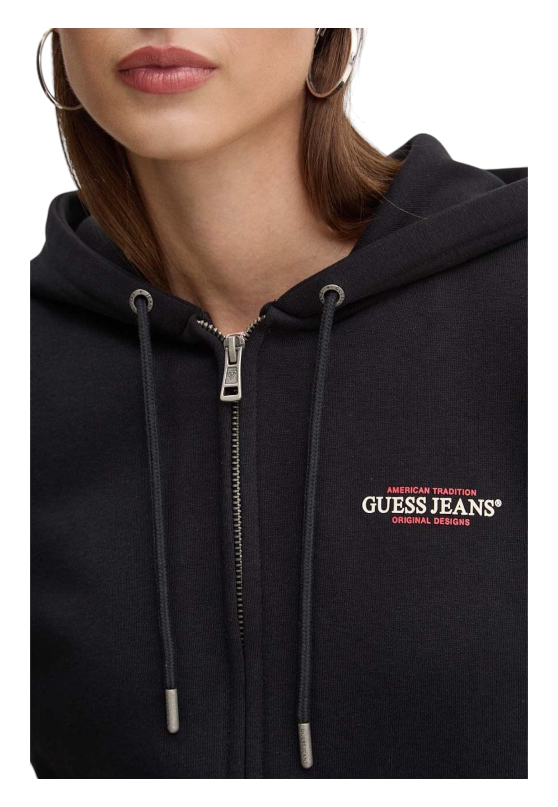 GUESS JEANS Felpa Donna Guess Jeans Full Zip da donna in Felpe con cappuccio Drestige - Casamassima, commercioVirtuoso.it
