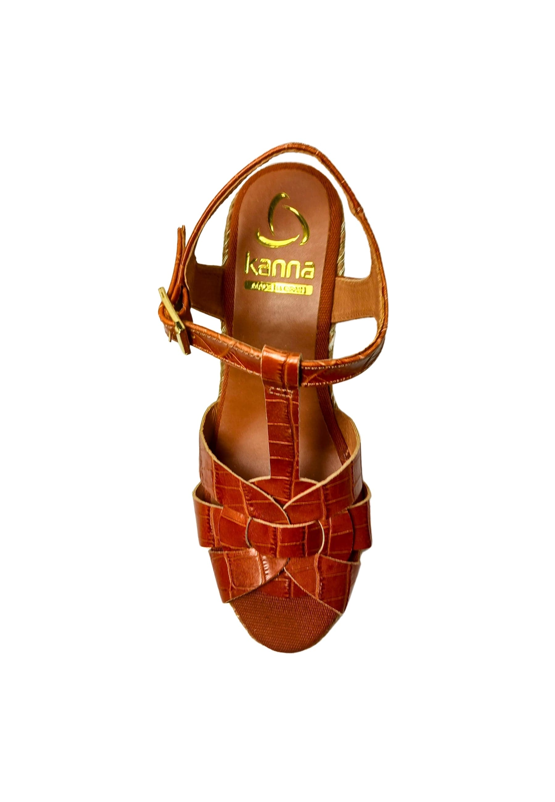 KANNA Scarpe Donna Kanna Sandalo Margarita Cognac-Chiusura con cinturino da donna in Sandali moda Drestige - Casamassima, commercioVirtuoso.it