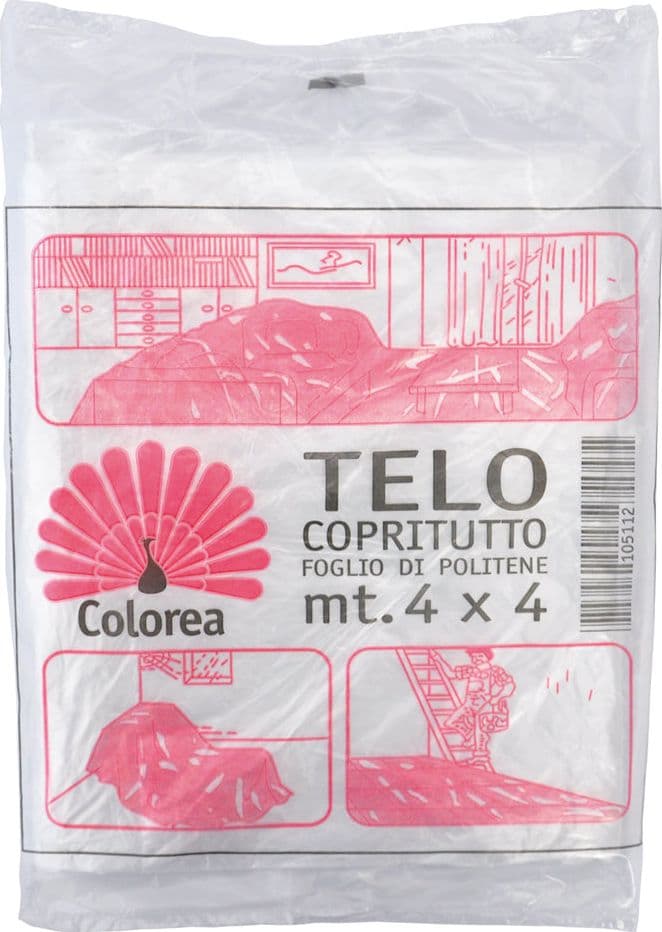 Telo Copritutto Multiuso Colorea 150 gr Circa 60 Pezzi 4 x 4 mt