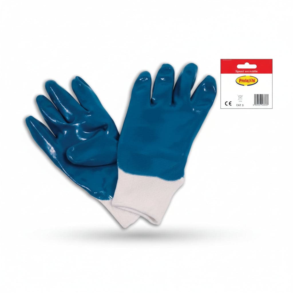 Guanti Da Lavoro In Tela Interamente Spalmato In Nbr Polso Maglia- - Tg.10 - 12 Blister Excel