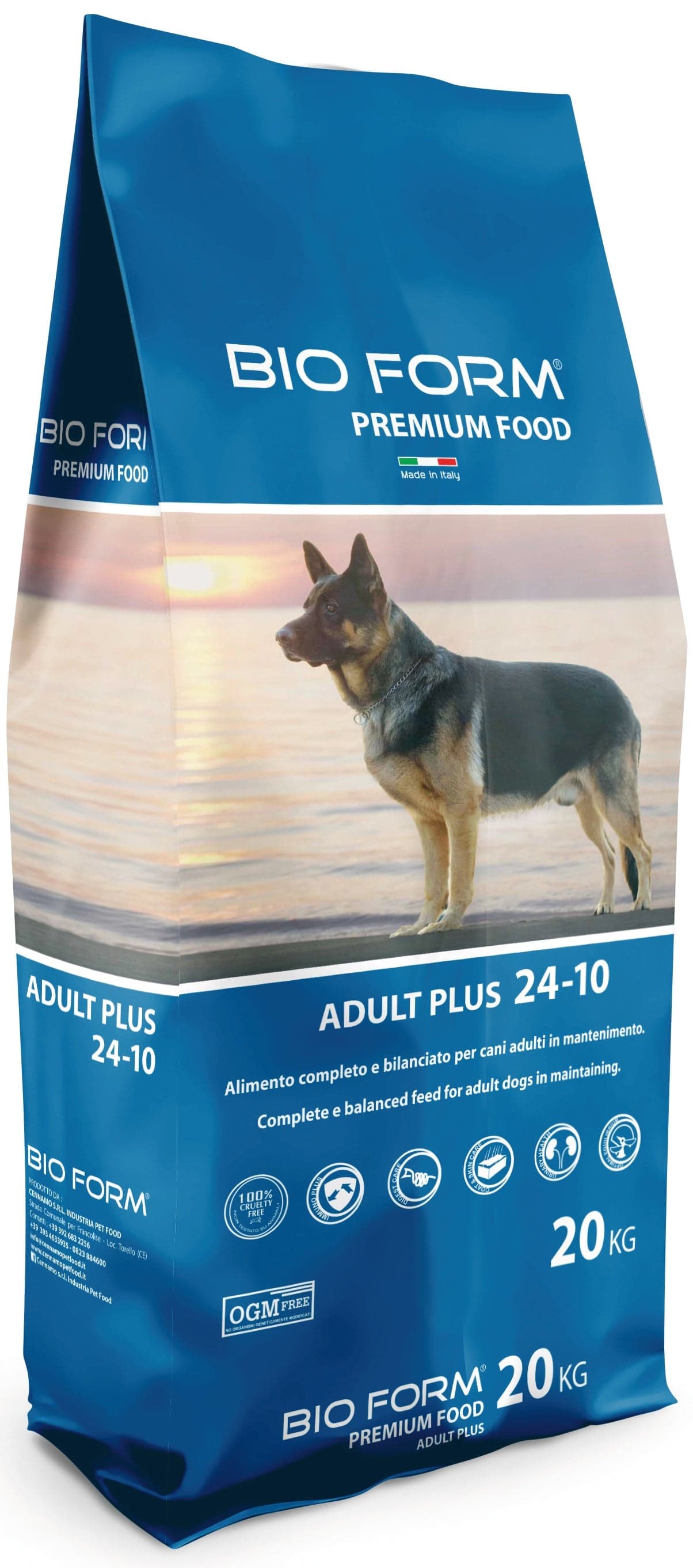 Crocchette per Cani Medio Grandi ?dog Adult Plus? Proteine Grassi 24 10%