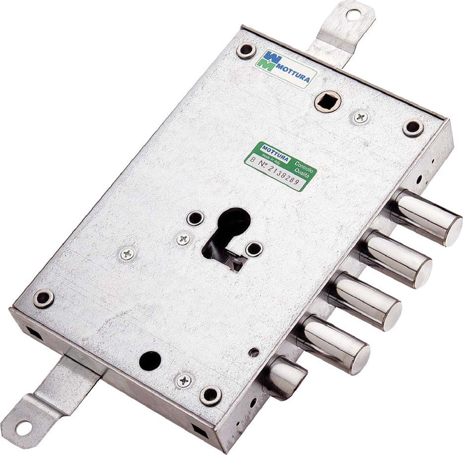 SERRATURA DA APPLICARE TRIPLICE PER PORTE BLINDATE ART. 85.571 Sx E 63 - mm 206 x  136  - MOTTURA