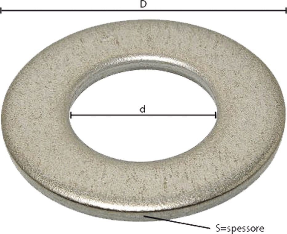 Rondella Piana Comune 250 Pezzi m 20 3,3 x 37 x 21 mm
