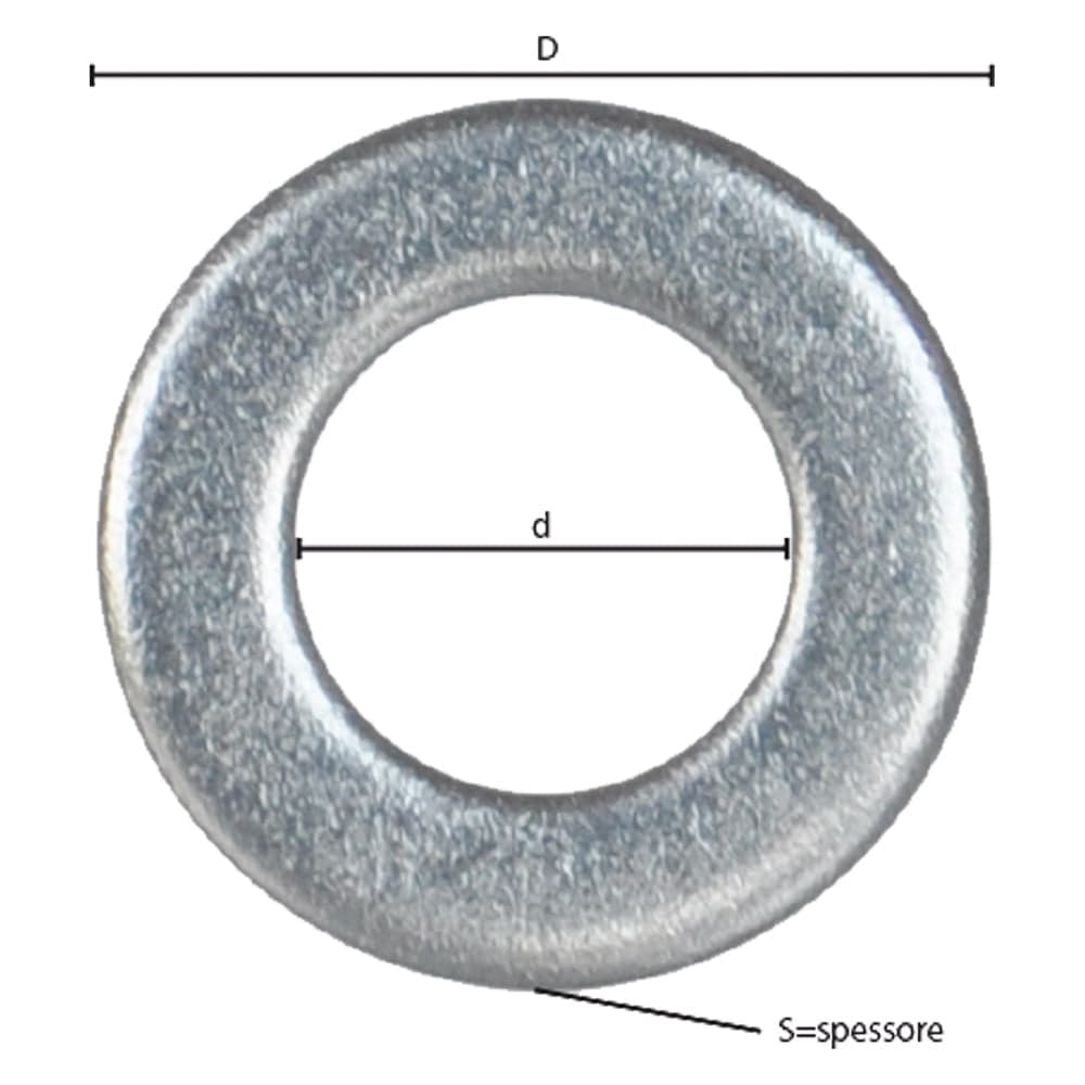 RONDELLA PIANA INOX A2 M  4 - 0,8 x  9 x  4,3 mm - 10 centinaio