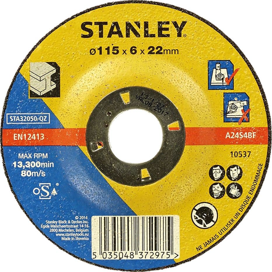 Mola Abrasiva da Sbavo Stanley STA32050 Qz 5 Pezzi Ø 115 x 6,0