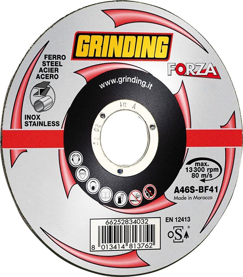 MOLA ABRASIVA PER INOX/FERRO ø 115 x 1 - box 50 pz + 5 omaggio  - FORZA GRINDING