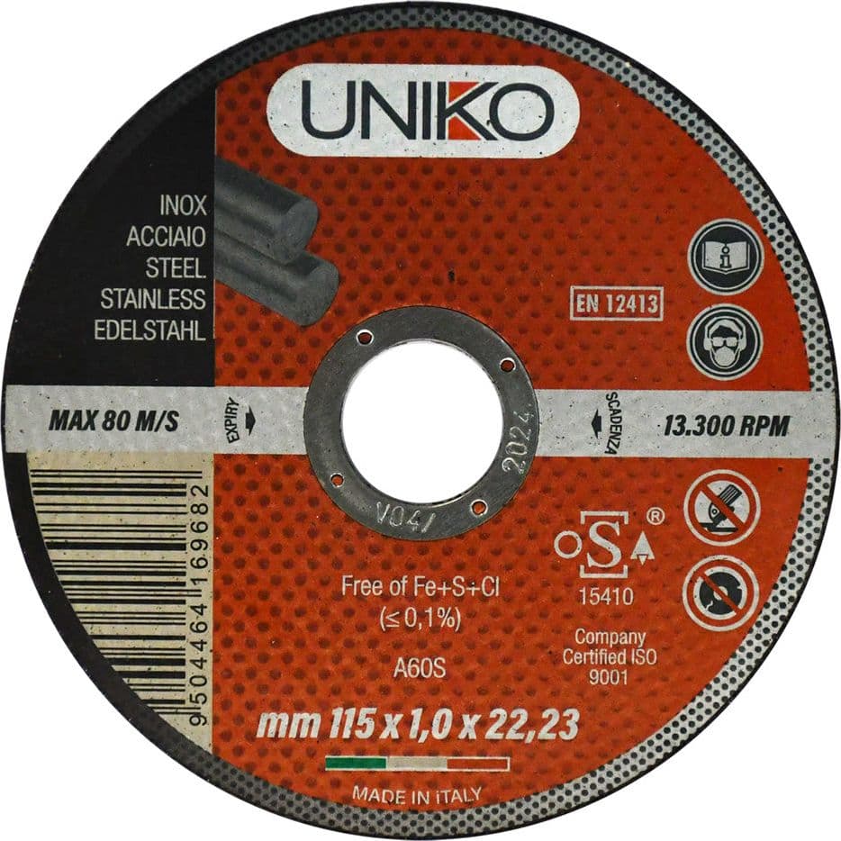 Mola Abrasiva per Uniko INOX Ferro 50 Pezzi Ø 115 x 1,6