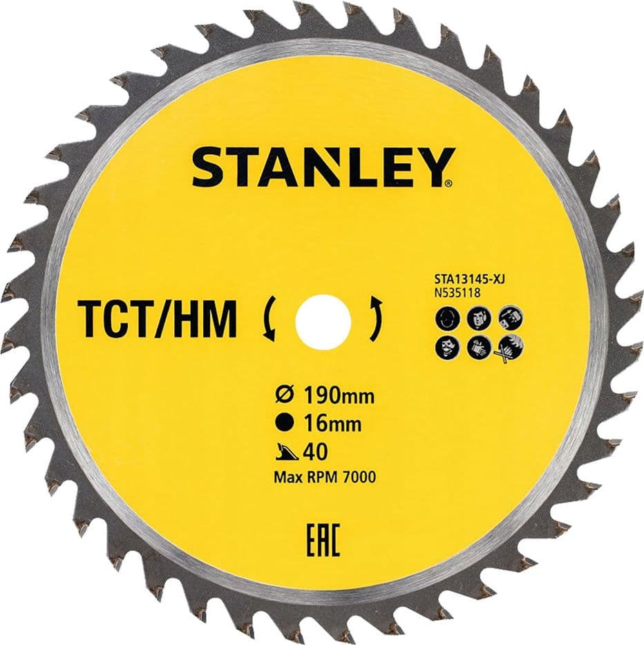 Lama per Sega Circolare Foro 16 mm Stanley Denti Medi Ø 170 mm