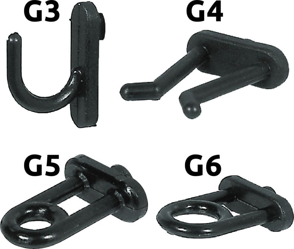 GANCIO IN NYLON PER PANNELLI PORTAUTENSILI G4- 100 pezzi  - SIPA