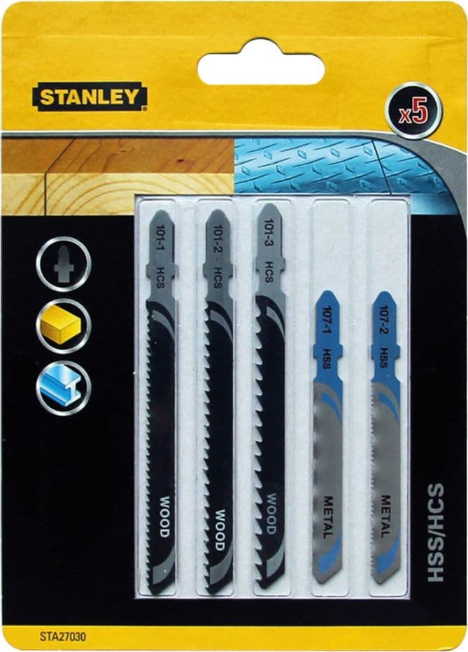 Lama per Seghetto Alternativo Set Misto Hcs ( ) + HSS ( ) Stanley 3 Pezzi