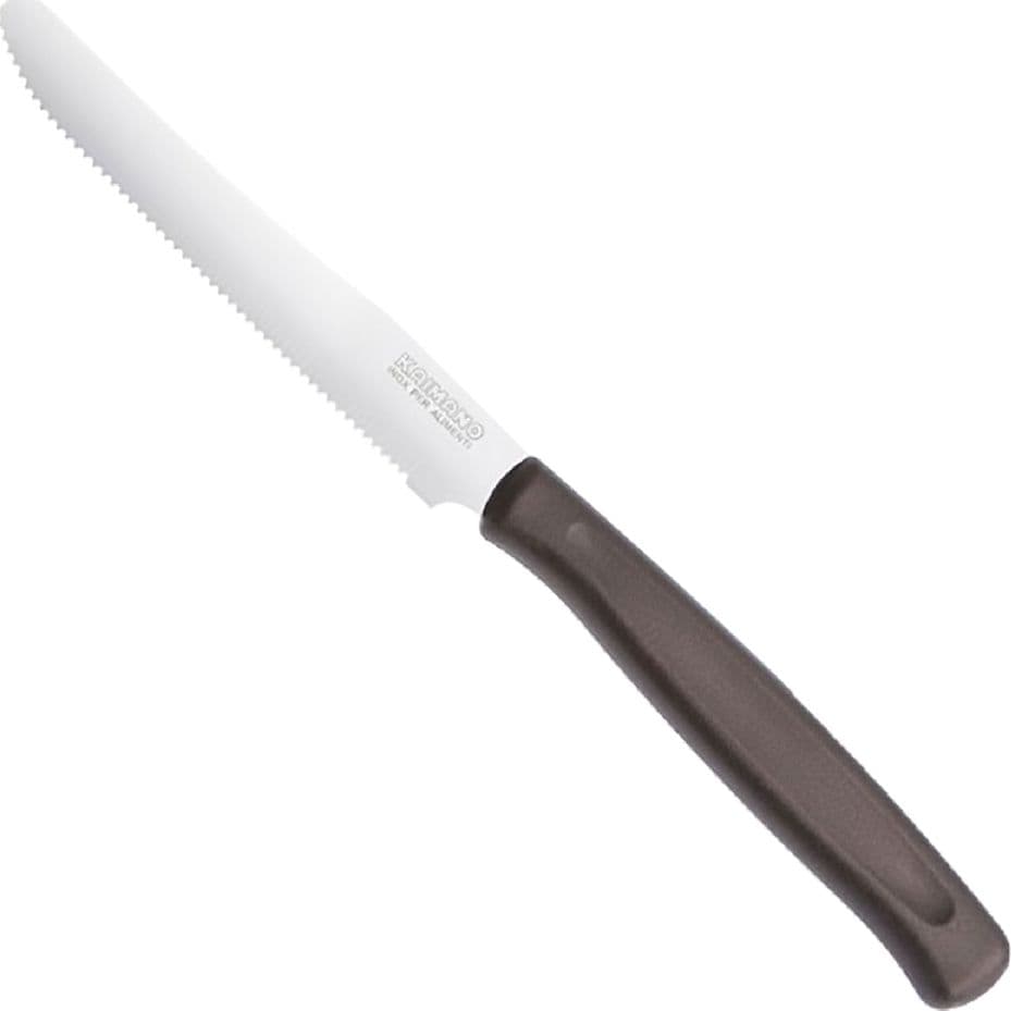 COLTELLO DA TAVOLA SEGHETTATO manico marrone  - KAIMANO