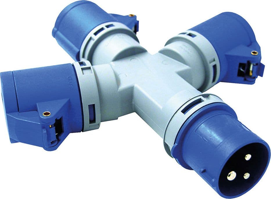 ADATTATORE INDUSTRIALE TRIPLO blu - art.80800  - ELECTRALINE