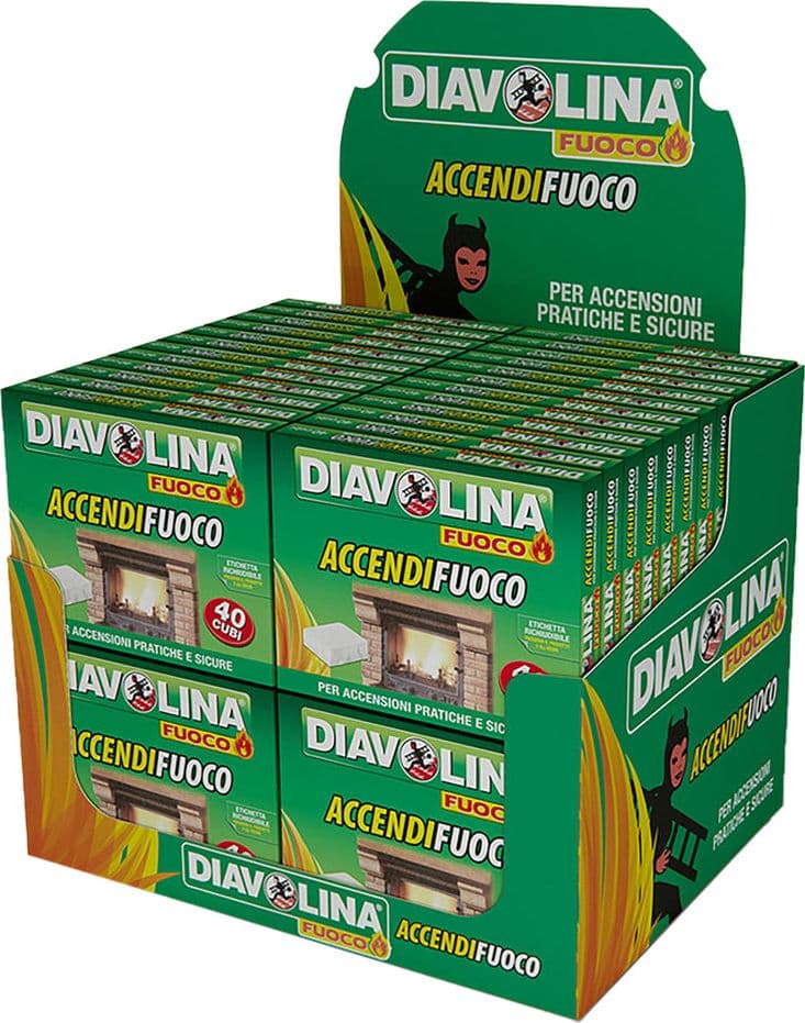 Espositore Diavolina Accendifuoco 40 Cubi da Banco 48 Cf 37 x 29 x 29,5 cm
