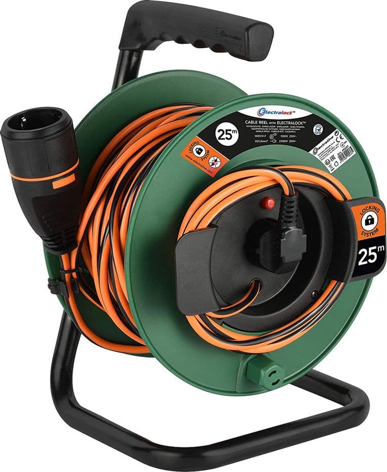 Avvolgicavo con Presa a Meccanismo Blocco Art 49237 Electraline 25 mt