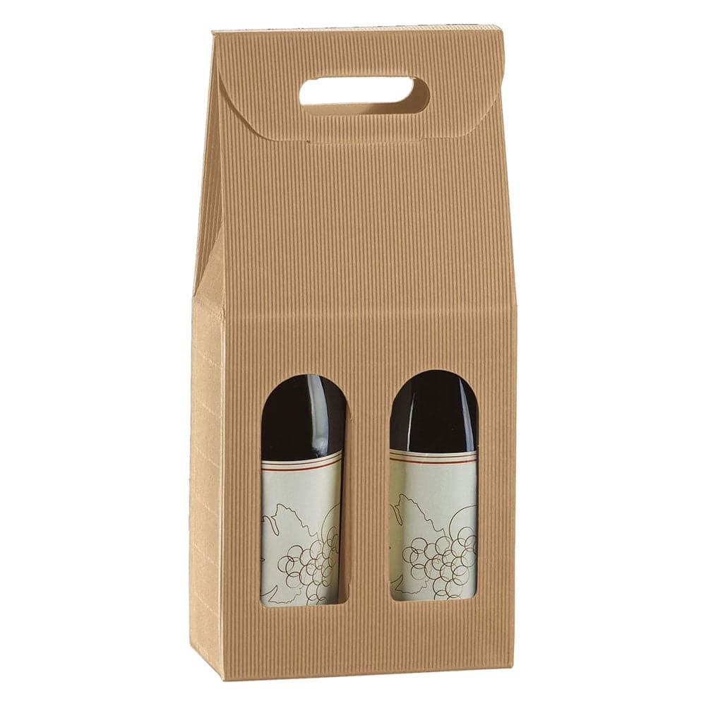 Scatola Portabottiglie in Cartone per 2 Bottiglie 16 x 7 x 46 cm
