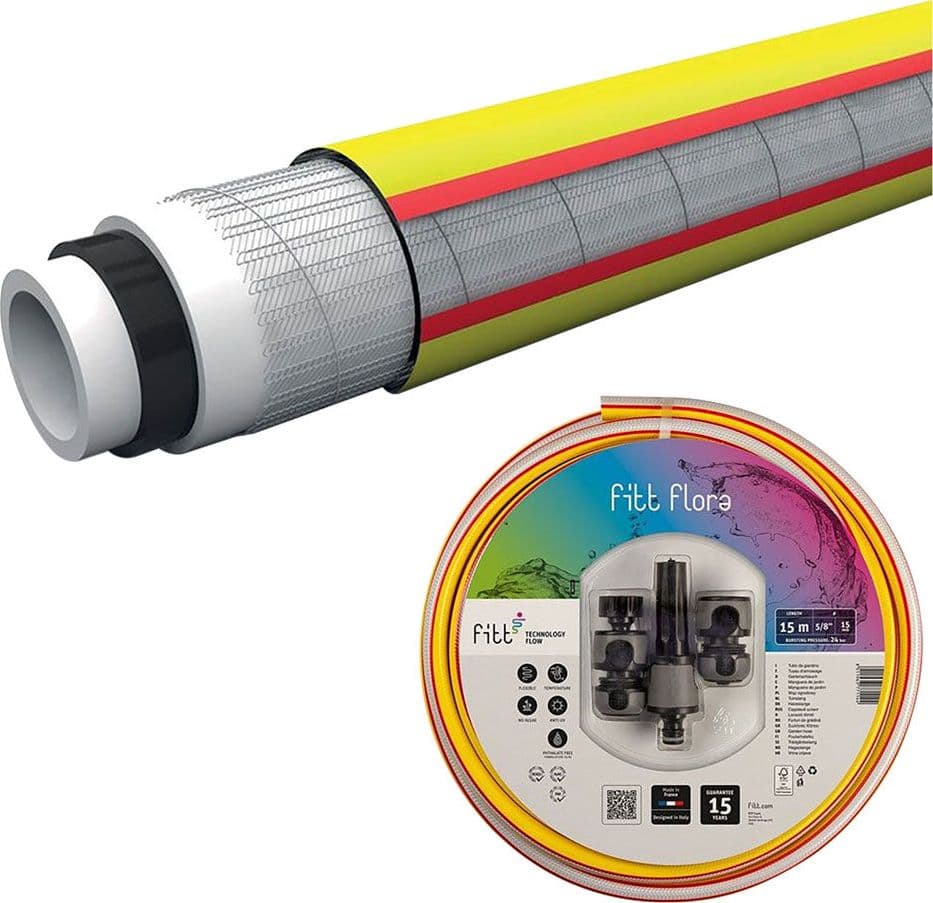 Tubo con Kit x 5/8 Fitt Flora 15 mm 15 mt