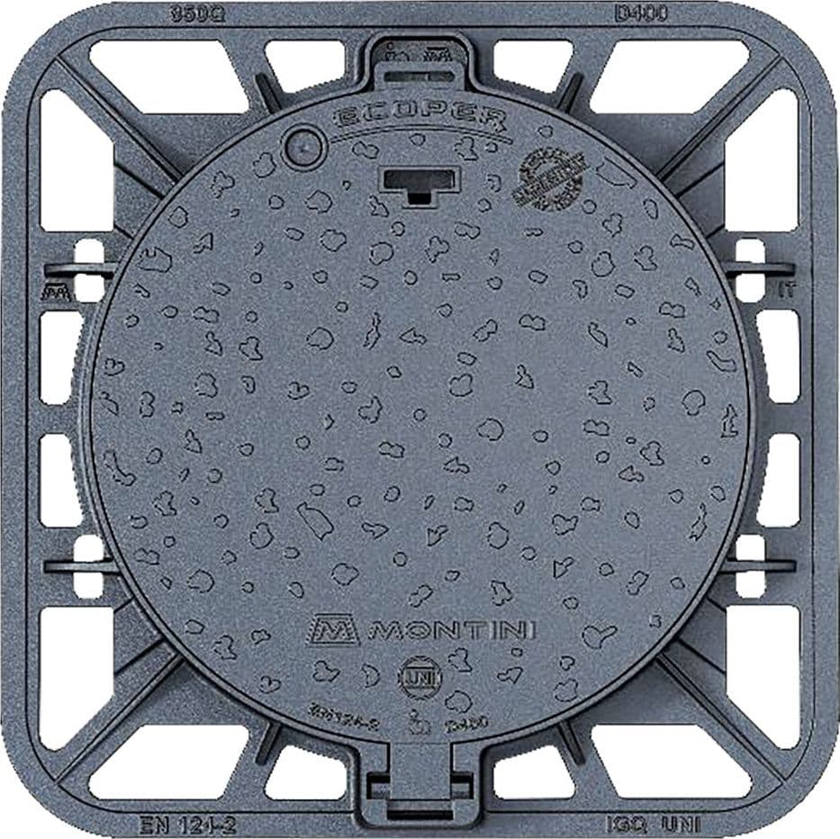 CHIUSINO IN GHISA CLASSE D400 ECOPER Q - 85 x 85 - botola 65 cm / Kg 60,5  - MONTINI