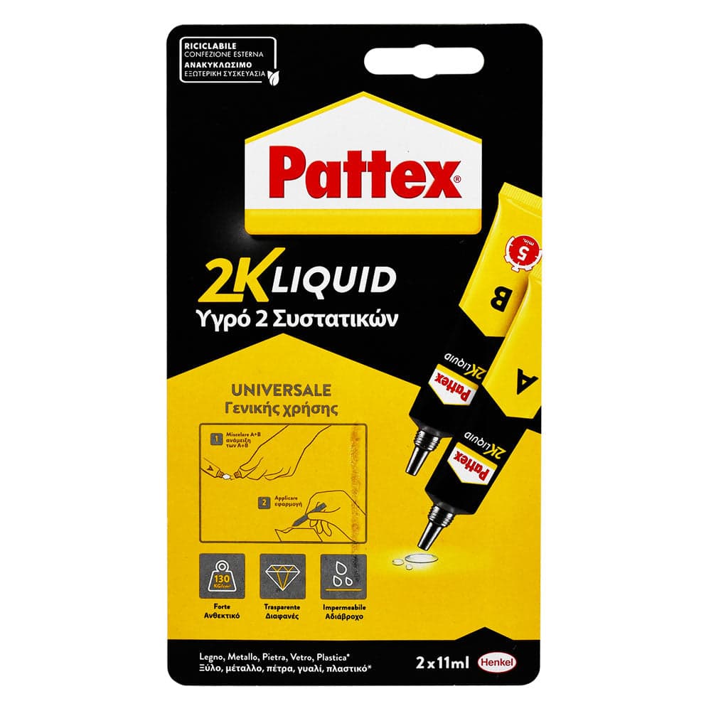 Pattex Adesivo '2K Liquid' Ml. 22 (2 X 11)- 6 Pezzi - Pattex