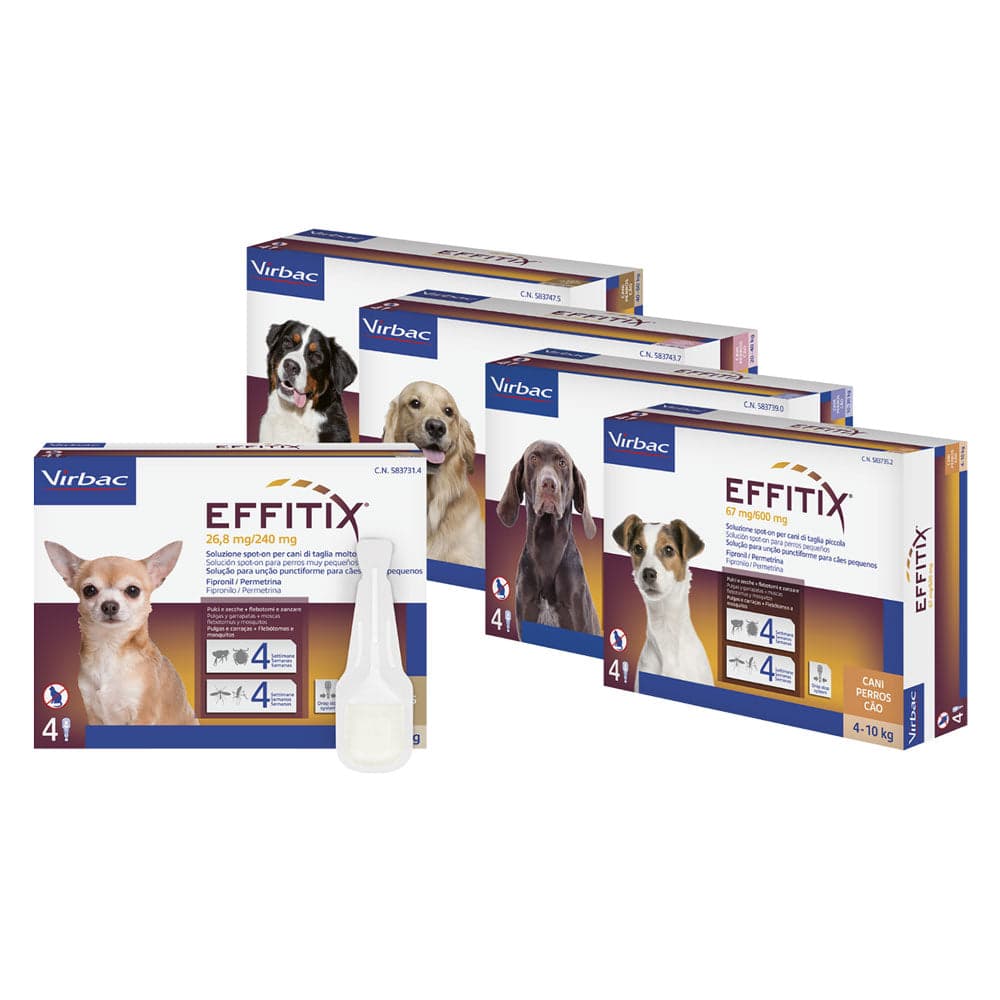 Antiparassitario da 10 a 4 Pipette Virbac Effitix Cane Medium 20 kg 2,2 ml