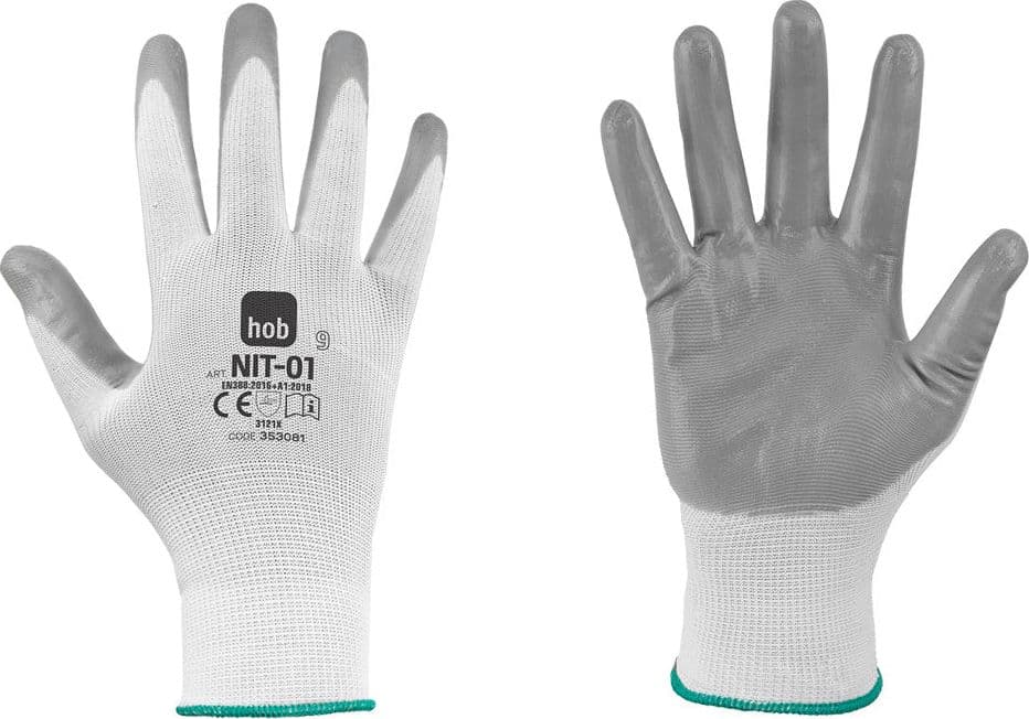 Guanti Nitrile Neri Nit 01 Hob Special Poliestere Tg. 8 Bianco Grigio 12