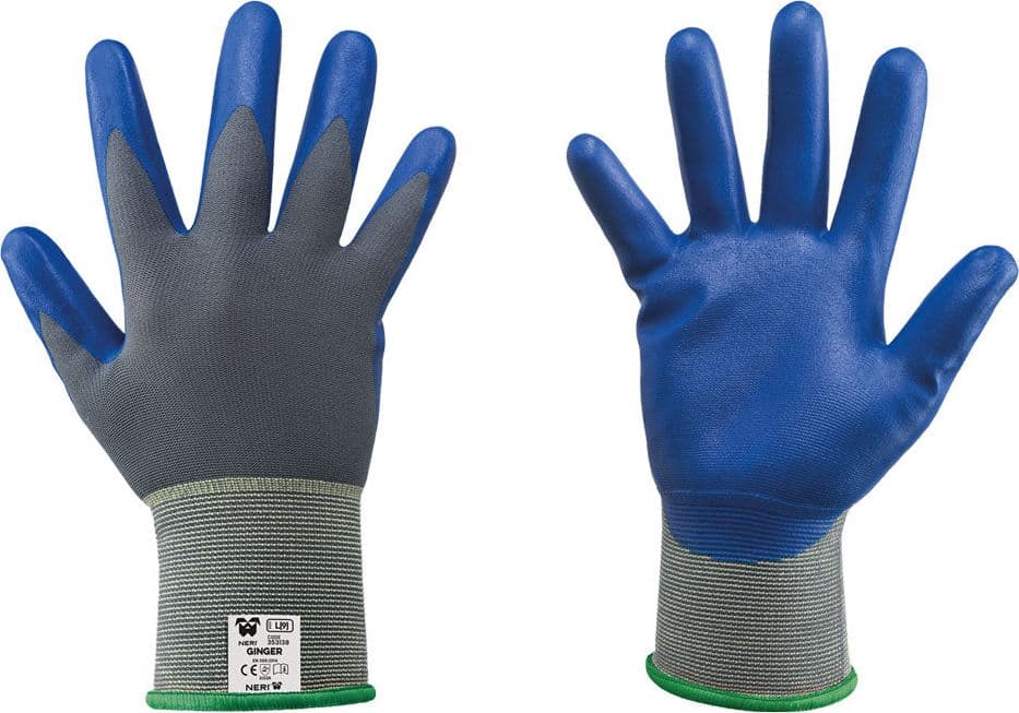 GUANTI NITRILE/NYLON 'GINGER' Tg. 7 - colore blu/grigio- 12 coppia  - NERI
