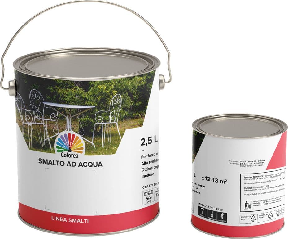 SMALTO ALL'ACQUA 'COLOREA' Lt. 0,750 bianco lucido  - COLOREA