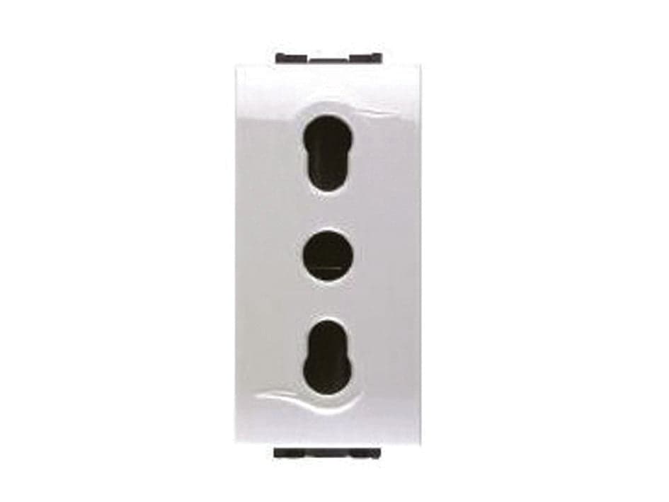 PRESA SICUREZZA BIVALENTE AQUA- - 2 poli+terra 10/16A alveoli ø mm.4/5 (7679) - 6 pezzi MARLANVIL