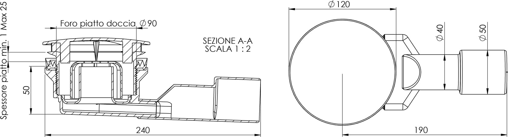 Piletta Per Piatto Doccia Foro 90 Mm Slimmy Cromata Ghidini in Deviatori per vasca da bagno e doccia BricoGo - Marano di Napoli, commercioVirtuoso.it