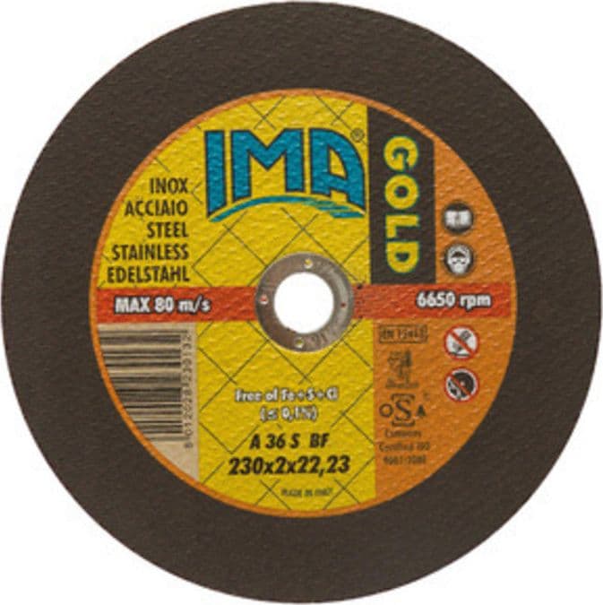 Disco per INOX Gold Piano Ø 230 x 2,0 mm Ima 50 Pezzi