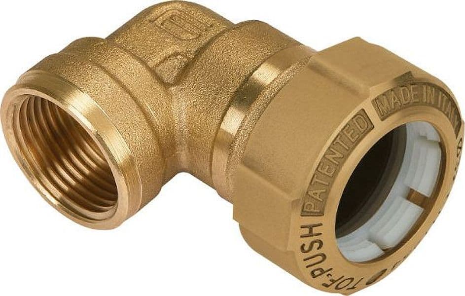 Raccordo Curvo Femmina in Ottone Tof Push Ø 20 x 1/2 EFFEBI