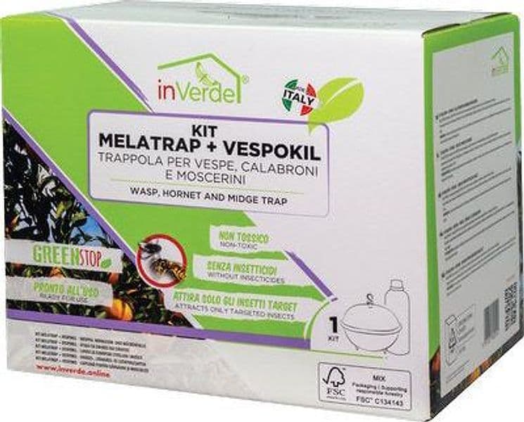 Trappola Vespe Calabroni Moscerini Inverde Contenitore con Esca Vespokil