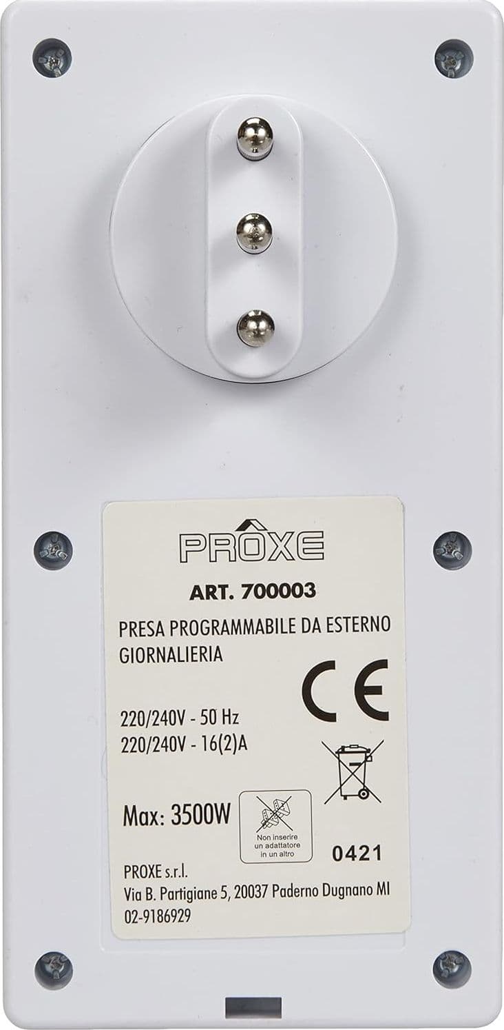 Programmatore Giornaliero Da Esterno Presa Temporizzata Con Spina E Presa 16A Timer A Disco Ip Per Carichi Fino A 3500W Proxe in Timer BricoGo - Marano di Napoli, commercioVirtuoso.it