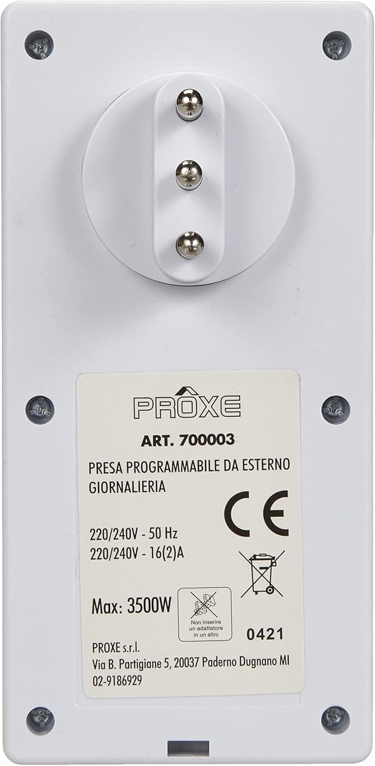 Programmatore Giornaliero Da Esterno Presa Temporizzata Con Spina E Presa 16A Timer A Disco Ip Per Carichi Fino A 3500W Proxe in Timer BricoGo - Marano di Napoli, commercioVirtuoso.it