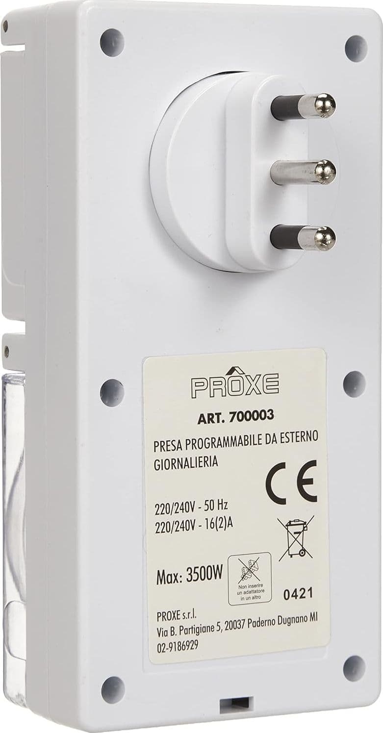 Programmatore Giornaliero Da Esterno Presa Temporizzata Con Spina E Presa 16A Timer A Disco Ip Per Carichi Fino A 3500W Proxe in Timer BricoGo - Marano di Napoli, commercioVirtuoso.it