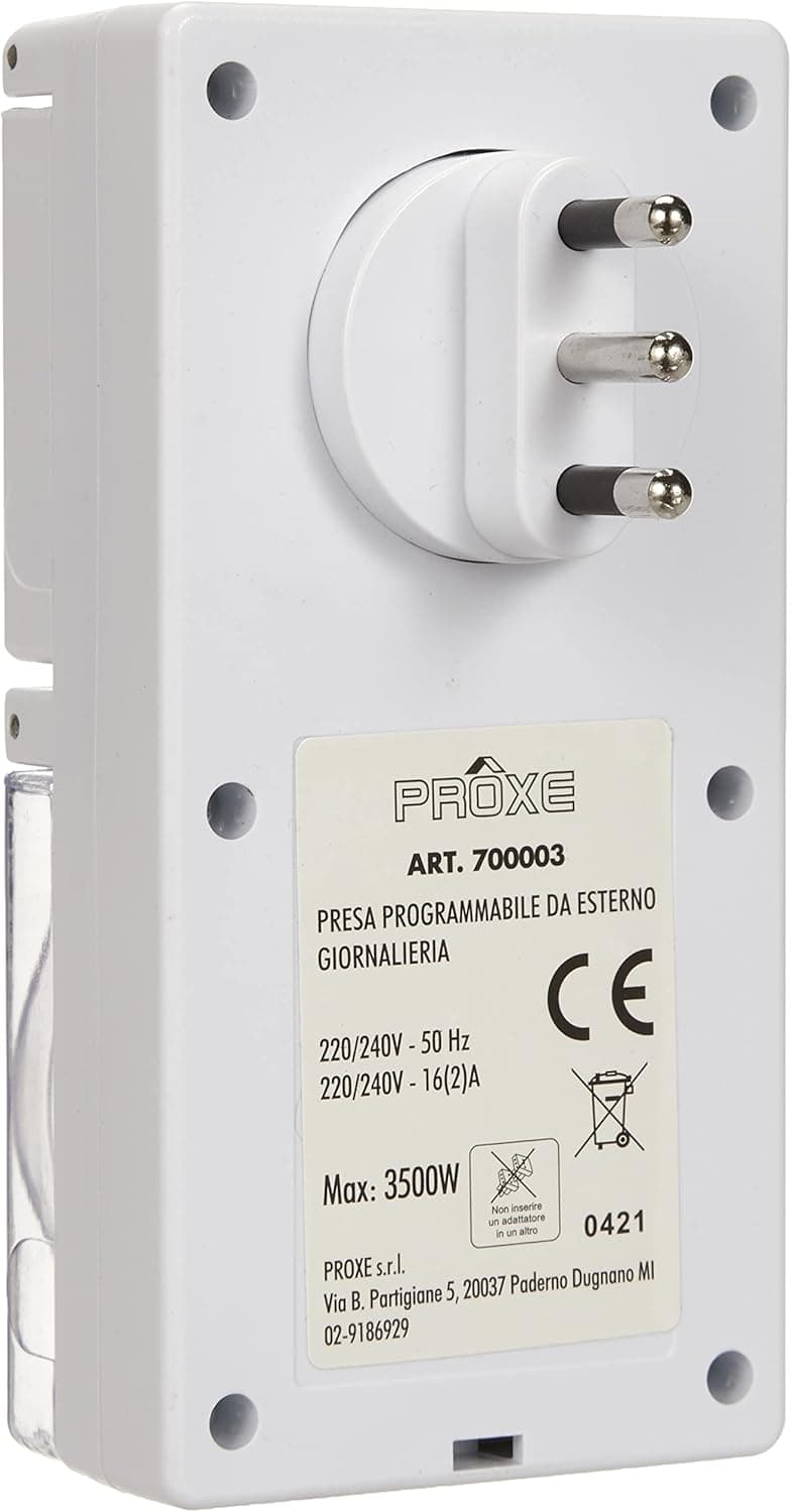 Programmatore Giornaliero Da Esterno Presa Temporizzata Con Spina E Presa 16A Timer A Disco Ip Per Carichi Fino A 3500W Proxe in Timer BricoGo - Marano di Napoli, commercioVirtuoso.it