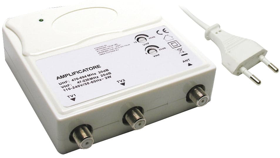 Amplificatore per Antenne Tv da Interno 1 in 2 Out