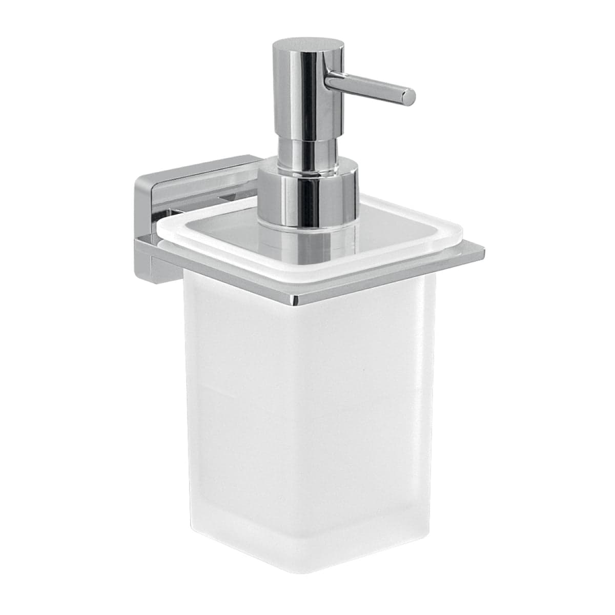 Dosa Sapone Da Parete In Acciaio Inox E Vetro Modello Atena - Dim. Cm (Lxpxh): 8,1X11,1X16,4 - Cromato - Gdy
