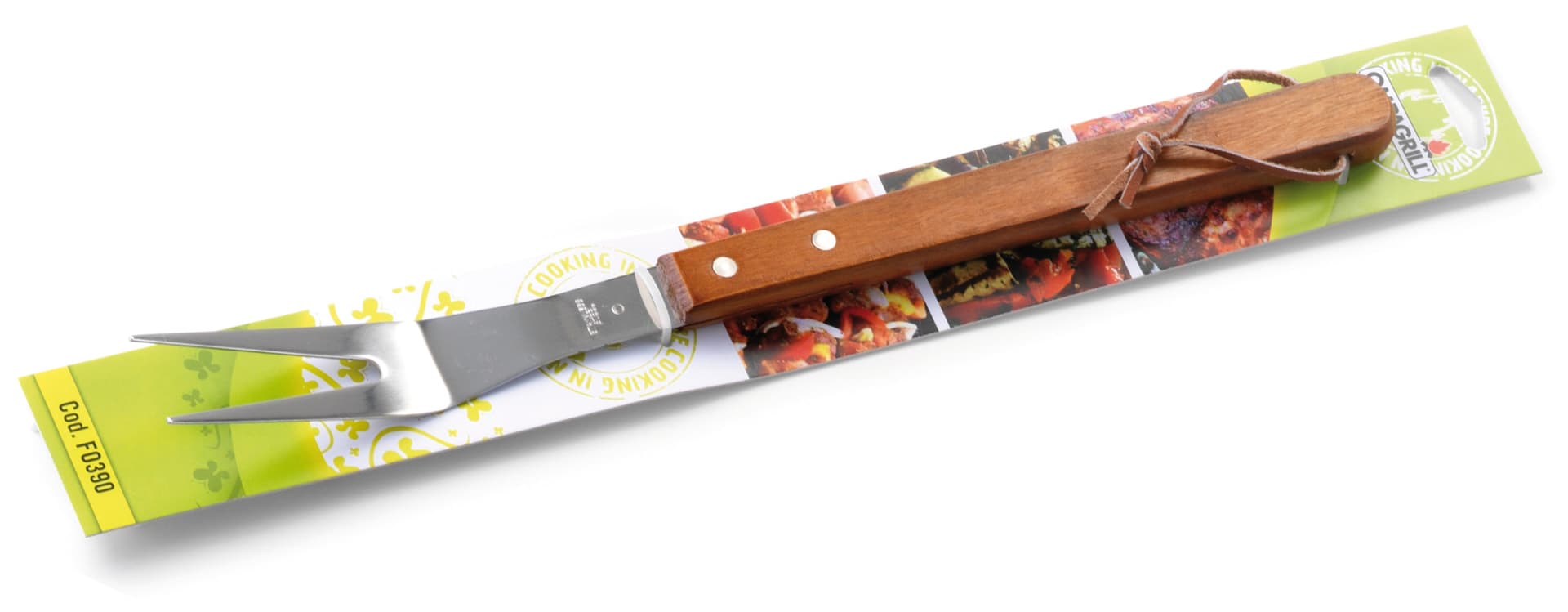 Forchettone in Acciaio Inox C Manico in Legno Cm 39 Ompagrill