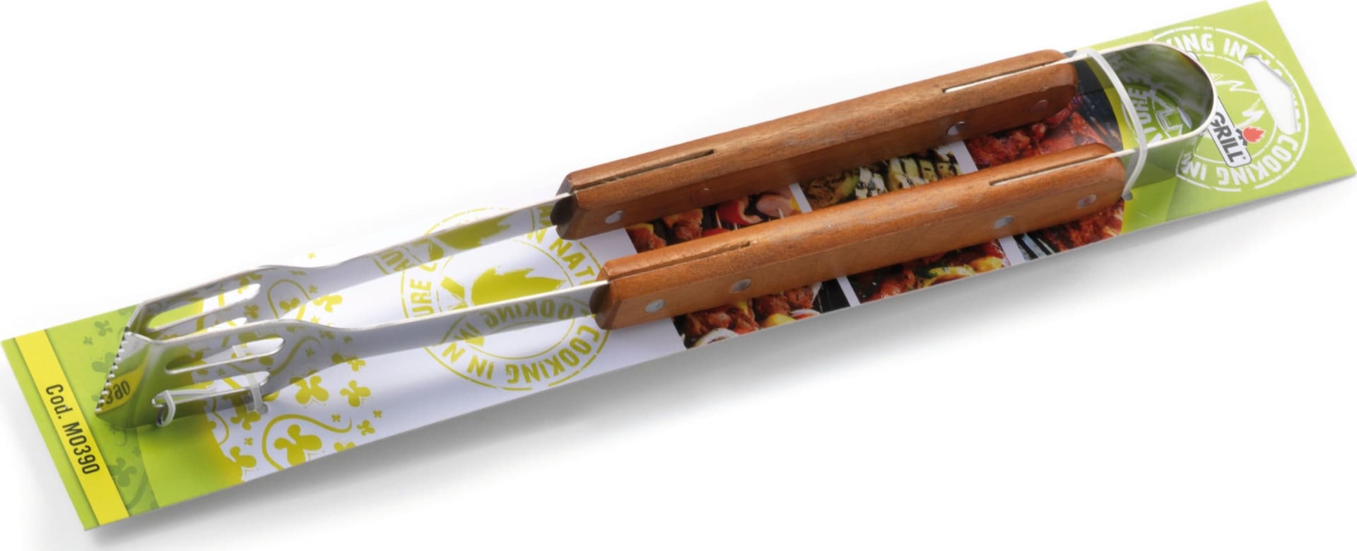 Pinza in Acciaio Inox C Manico in Legno Cm 39 Ompagrill