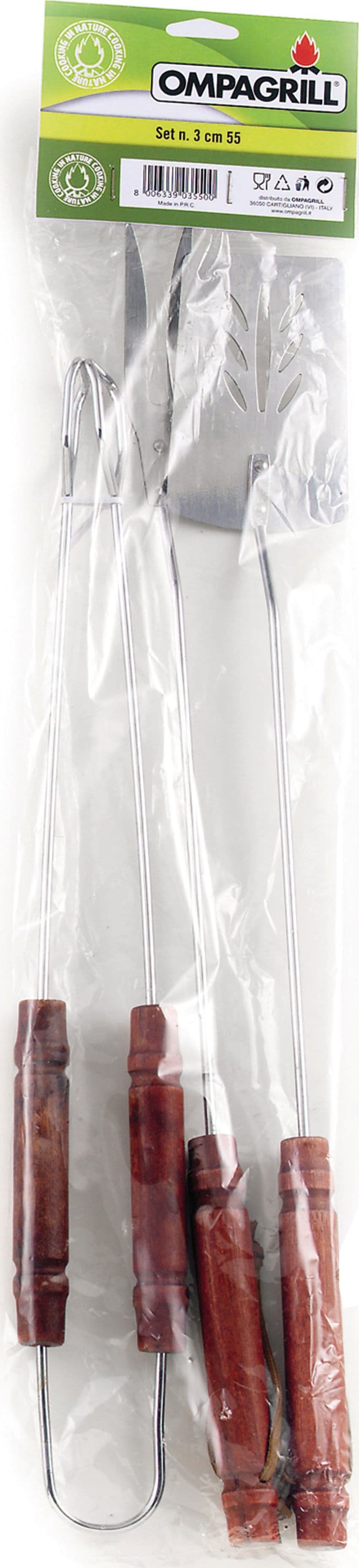 Ompagrill Set Utensili Per Barbecue 3 Pezzi: Pinza, Paletta, Forchettone Con Manico Da Cm. 55 in Set di attrezzi BricoGo - Marano di Napoli, commercioVirtuoso.it
