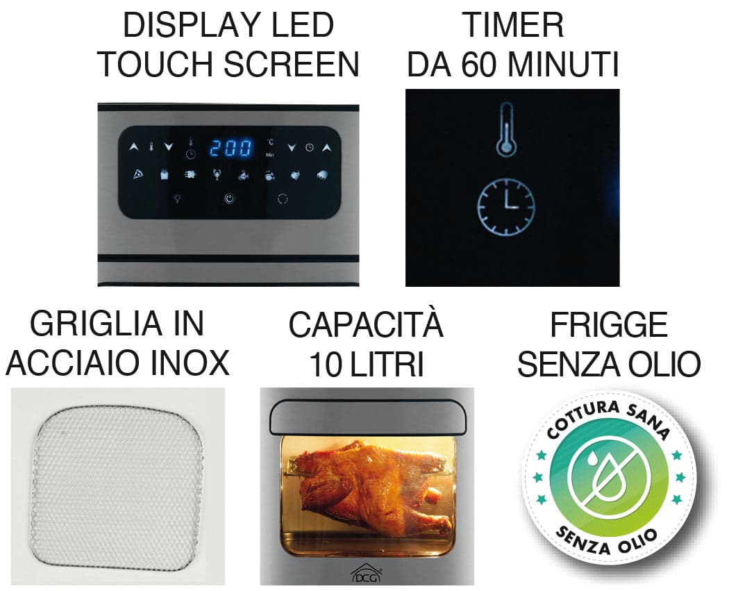 Dcg Friggitrice Ad Aria 10 Lt. 1.700 W in Friggitrici BricoGo - Marano di Napoli, commercioVirtuoso.it