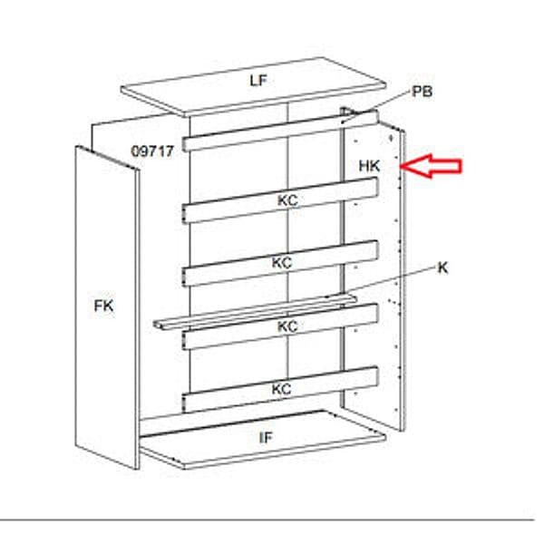 Ricambio Fianco Hk per Kit Cassettiera 5C Nova 77 x 40 x 107 Bianca