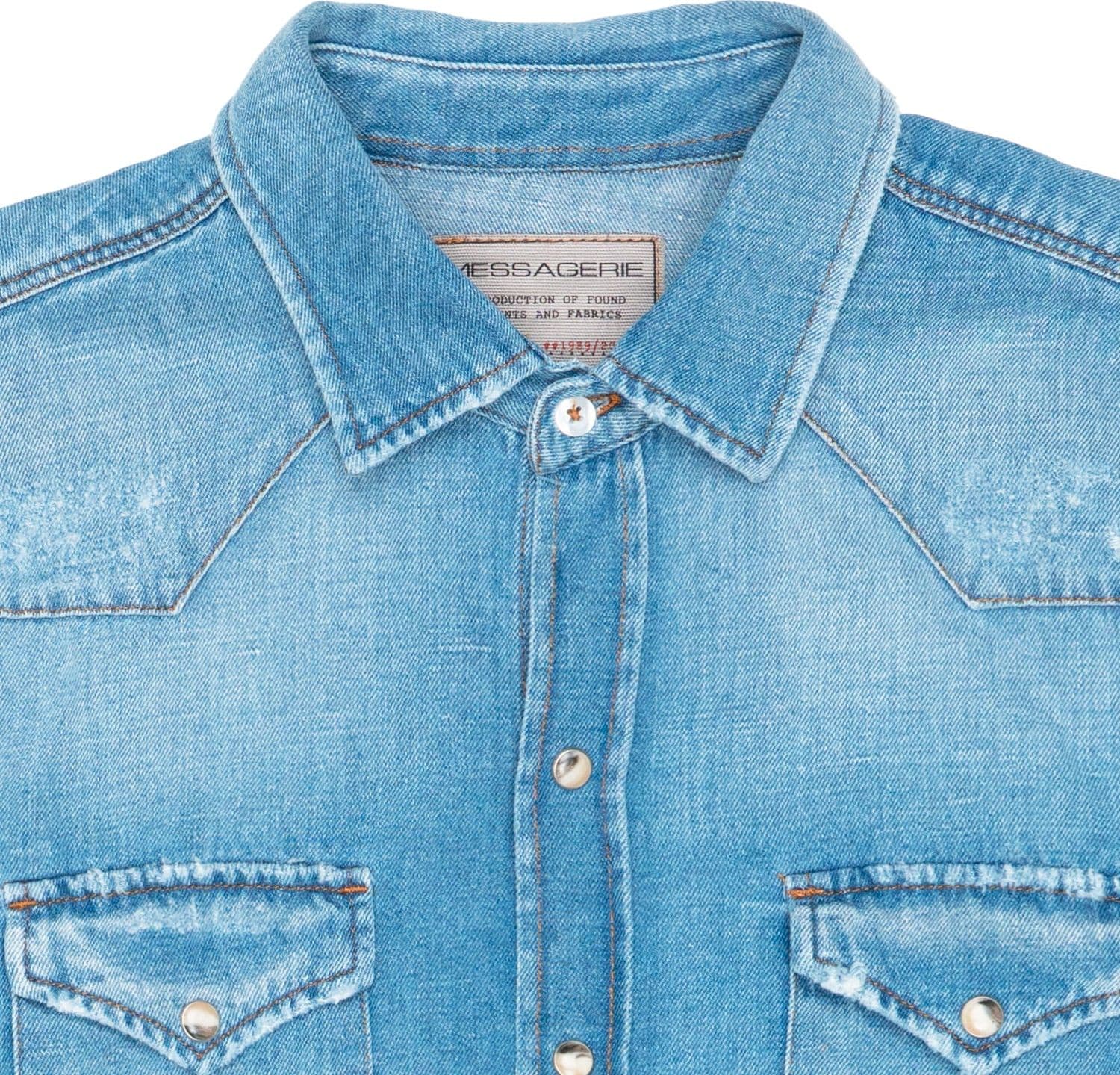 MESSAGERIE Camicia Denim Uomo Messagerie Plumber Bleach da uomo in Camicie casual Drestige - Casamassima, commercioVirtuoso.it