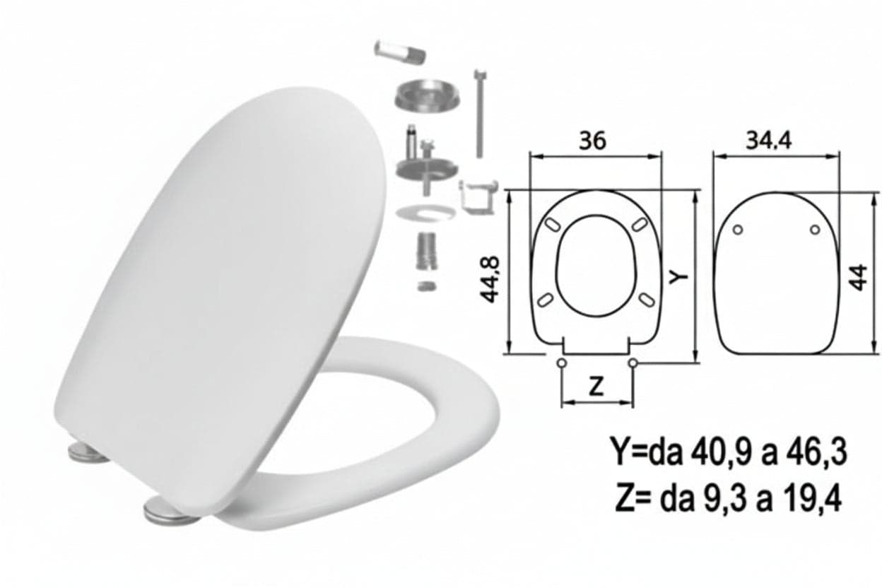 Sedile WC in Termoindurente Passepartout Bianco Cerniere Inox H050