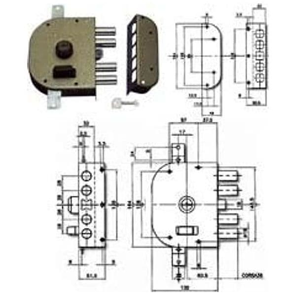 Serratura Triplice da Applicare con Scrocco a Pompa 3250 60 mm Sx (3250C