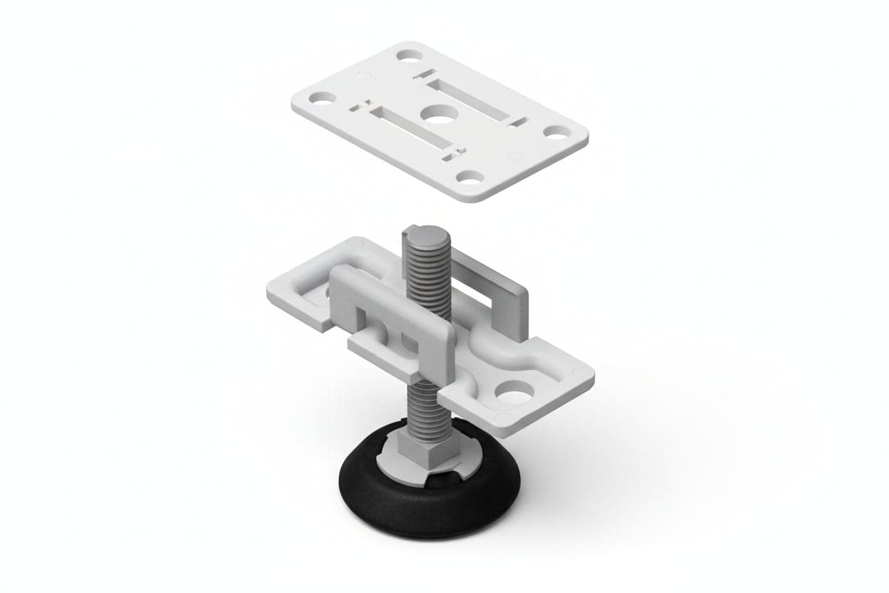 Piastra con Piedino Regolabile 60 mm P.X30 L.X50 H 2 Pezzi